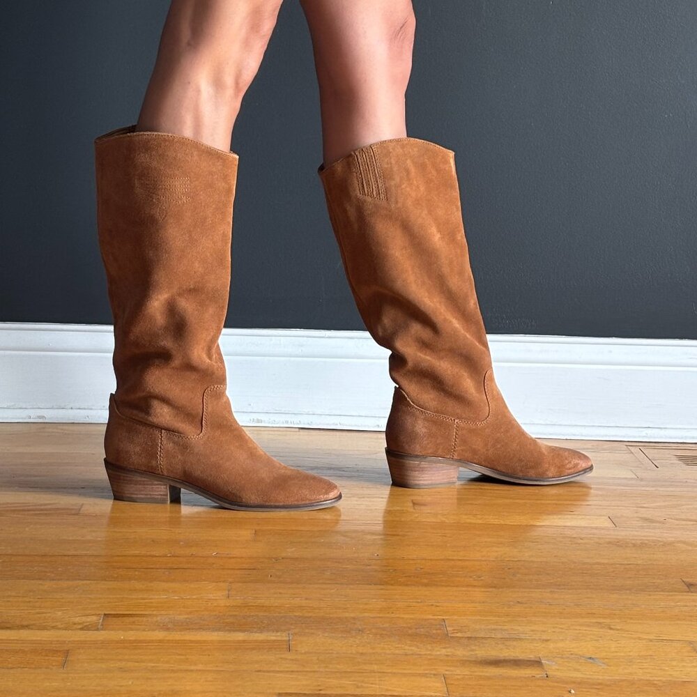 Frye Women's Caden Stitch Tall Knee High Boot, cognac, 10m